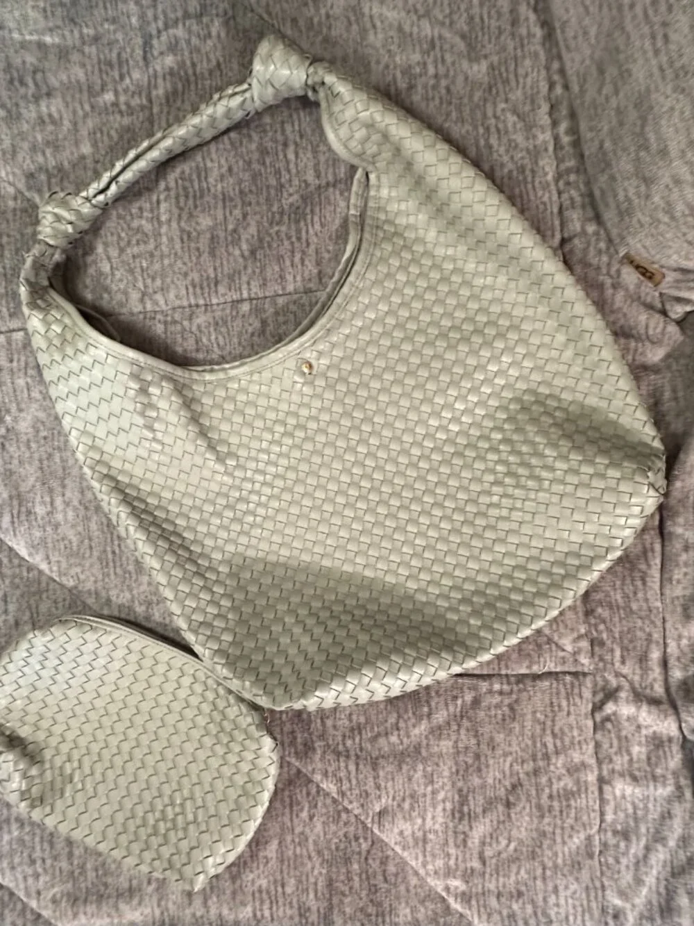 URBN / Anthropologie Woven Love Knot Hobo Bag & Pouch – Sage Mint Green (EUC)